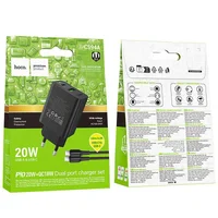 СЗУ Hoco CS94A Leader PD20W+QC3.0 (1USB-A/1C) + кабель Type-C to Type-C Black
