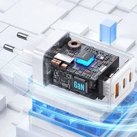 СЗУ Usams US-CC180 65W ACC 3 Ports GaN Sandru series White