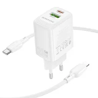 СЗУ Borofone BN27 Fuente PD20W+QC3.0 (1USB-A/1C) + кабель Type-C to Lightning White