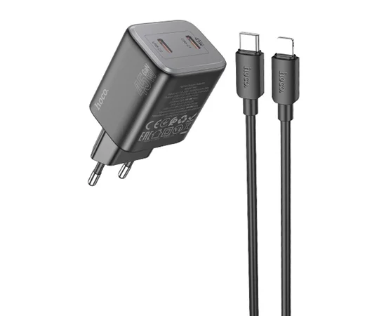 СЗУ Hoco N42 Elogiado 2C PD45W + Type to Lightning Black