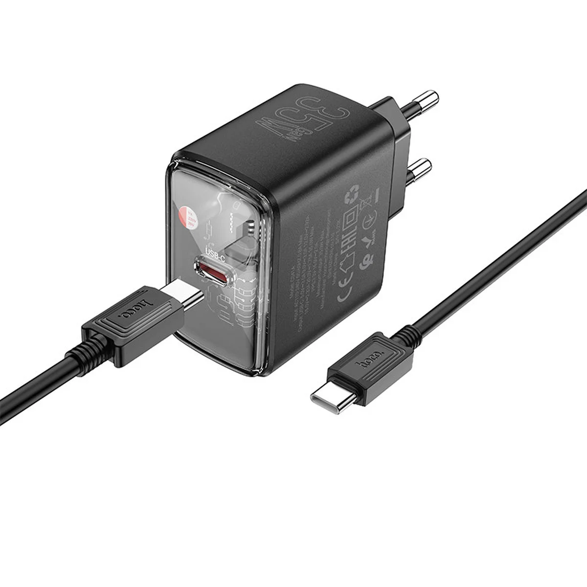 СЗУ Hoco CS41A Smart PD35W (1C) + Type-C to Type-C Black