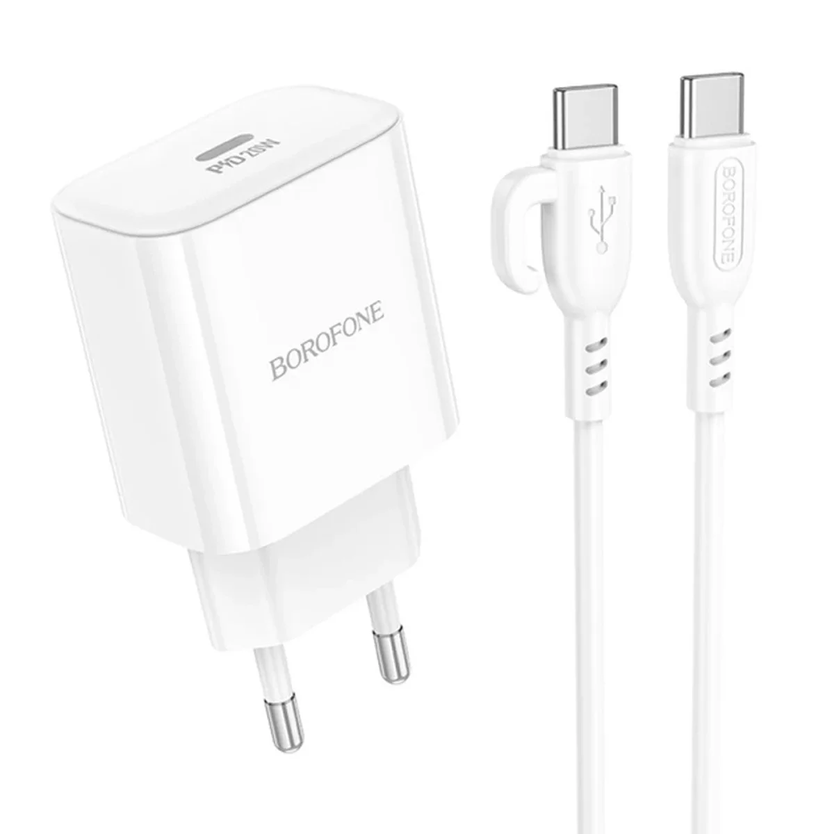 СЗУ Borofone BA81A PD20W (1USB-C) + Type-C to Type-C White