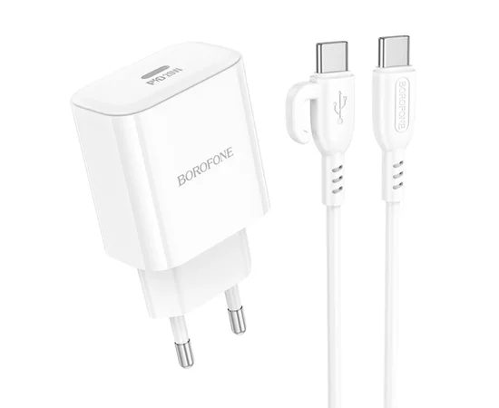 СЗУ Borofone BA81A PD20W (1USB-C) + Type-C to Type-C White