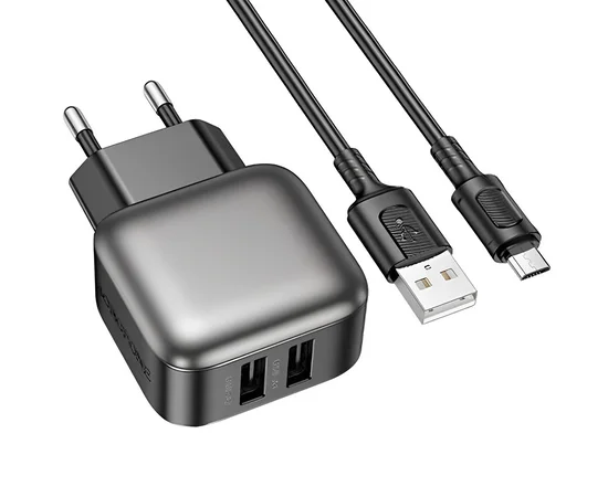 СЗУ Borofone BAS52A Absolute QC3.0 (1USB-A) + кабель USB to MicroUSB Black