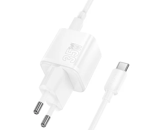 СЗУ Hoco N66 Ingenious PD35W (1USB-C) + кабель Type-C to Type-C White