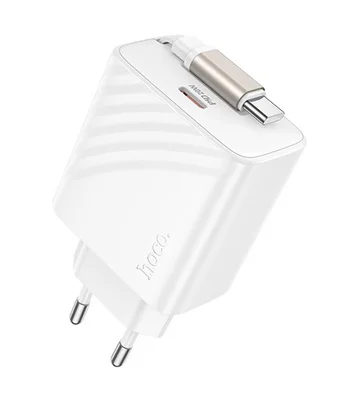 СЗУ Hoco N57 Full PD20W with retractable cable Type-C (2USB-C) White