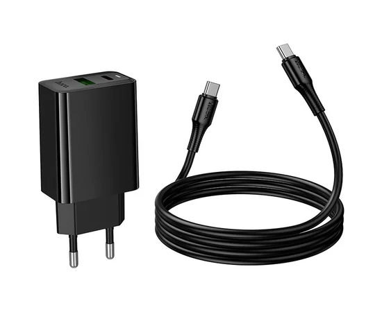 СЗУ Hoco CS95A Leader PD30W+QC3.0 (1USB-A/1C) + кабель Type-C to Type-C Black
