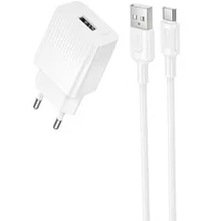 СЗУ Borofone BAS71A Source 10.5W (1USB-A) + кабель USB to Type-C White