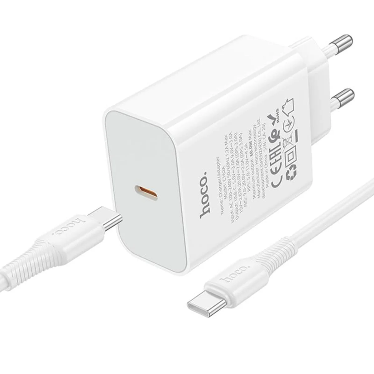 СЗУ Hoco C162A Source PD40W (1USB-C) + кабель Type-C to Type-C White