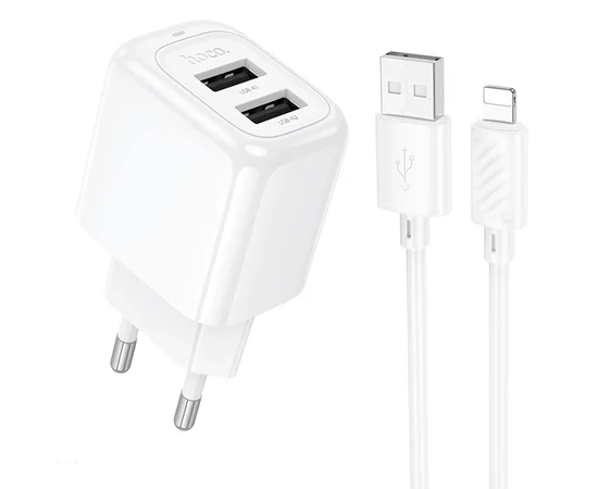 СЗУ Hoco CS51A Surplus (2USB-A) + кабель USB to Lightning White