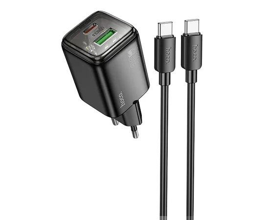 СЗУ Hoco N53 Monsoon PD30W+QC3.0 (1USB-A/1C) + Type-C to Type-C Black