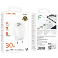 СЗУ Borofone BA94A Lustrous PD30W+QC3.0 (1USB-A/1C) White
