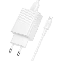 СЗУ Borofone BAS72A Source QC3.0 (1USB-A) + кабель USB to MicroUSB White
