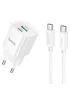СЗУ Hoco C147A PD20W+QC3.0 (1USB-A/1C) + кабель Type-C to Type-C White