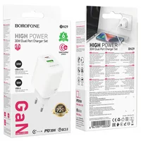 СЗУ Borofone BN29 Fuente PD30W+QC3.0 (1USB-A/1C) White