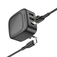 СЗУ Borofone BAS23A Lucky PD30W (1C2A) + Type-C to Type-C Black