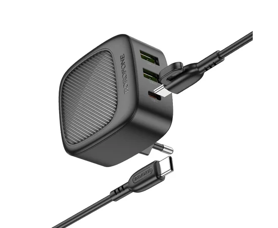 СЗУ Borofone BAS23A Lucky PD30W (1C2A) + Type-C to Type-C Black