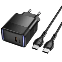 СЗУ Hoco CS113A Lounge PD40W (1USB-C) + кабель Type-C to Type-C Black