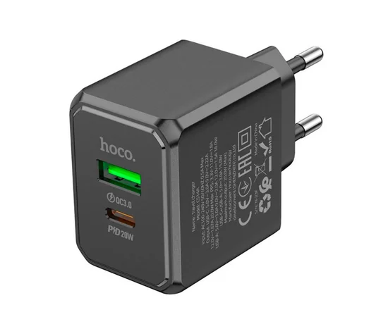 СЗУ Hoco CS14A PD20W+QC3.0 (1USB-A/1C) Black