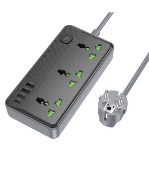 Подовжувач Borofone BAC2A (3USB-A/1C/3xSocket) (1.5m) Black