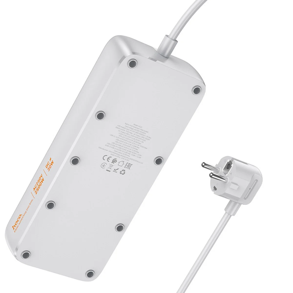 Удлинитель Hoco AC22 Sunlight (PD30W/1C/3A/4xSocket) (1.5m) White