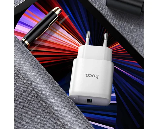 СЗУ Hoco C140A Smart QC3.0 18W (1USB-A) + кабель USB to MicroUSB White