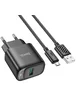 СЗУ Hoco C140A Smart QC3.0 18W (1USB-A) + кабель USB to MicroUSB Black