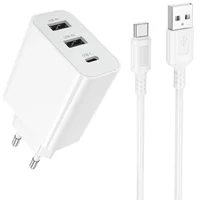 СЗУ Borofone BA105A Stellar 15W (2USB-A/1C) + кабель USB to Type-C White