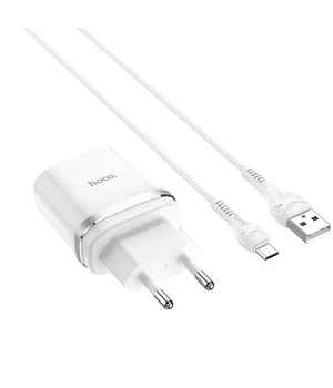 СЗУ Hoco C12Q Smart QC3.0 3A (1USB-A) + кабель USB to MicroUSB Белый