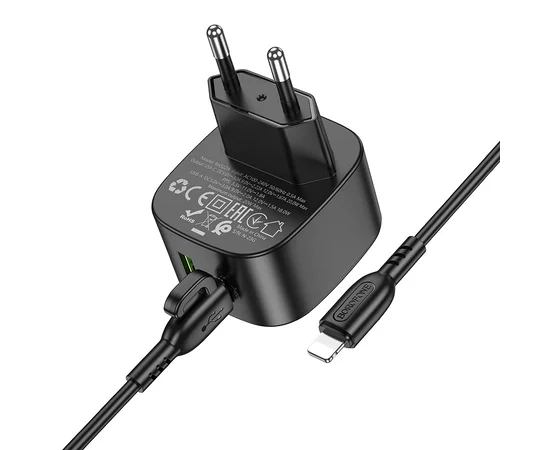 СЗУ Borofone BAS22A Fortune PD20W+QC3.0 (1C1A) + Type-C to Lightning Black