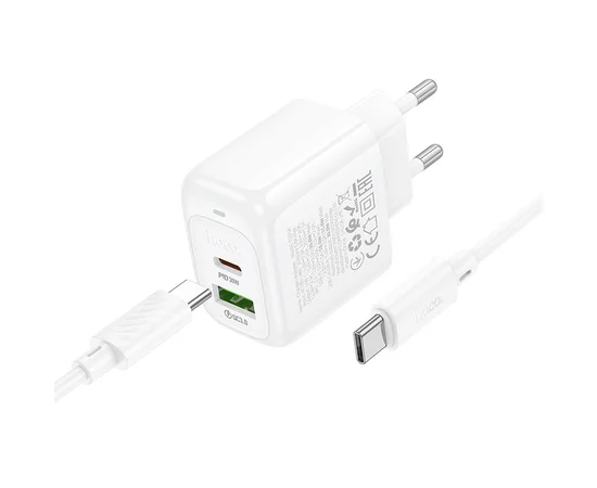 СЗУ Hoco CS55A Surplus PD30W+QC3.0 (1USB-A/1C) + Type-C to Type-C White
