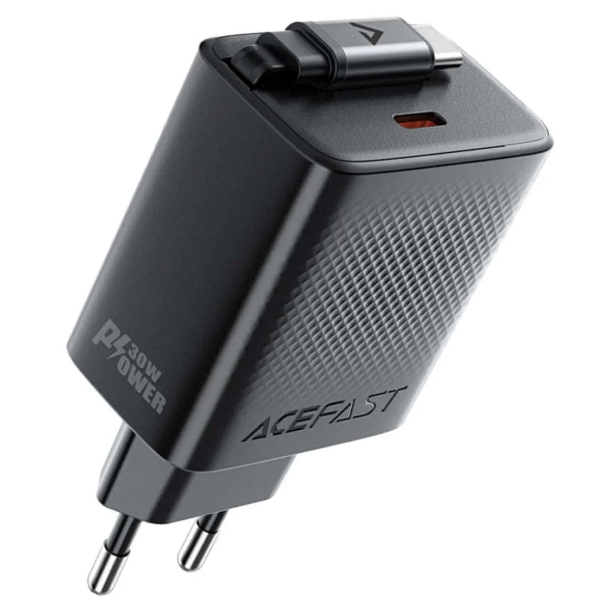 СЗУ Acefast A110 GaN With Retractable Cable Type-C PD30W (1USB-C) Black