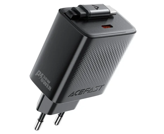 СЗУ Acefast A110 GaN With Retractable Cable Type-C PD30W (1USB-C) Black