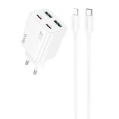 СЗУ Hoco N56 Fundador PD30W four-port (2C2A) + Type-C to Lightning White