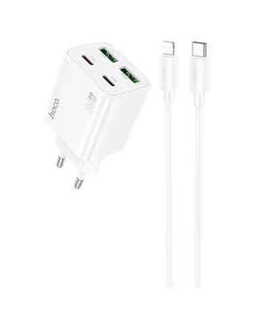 СЗУ Hoco N56 Fundador PD30W four-port (2C2A) + Type-C to Lightning White