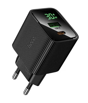 СЗУ Hoco CS84A Excellent with digital display PD30W+QC3.0 (1USB-A/1C) Black