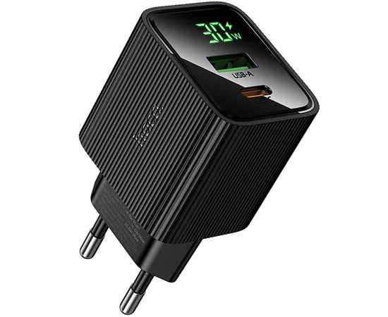 СЗУ Hoco CS84A Excellent with digital display PD30W+QC3.0 (1USB-A/1C) Black