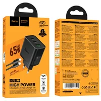 СЗУ Hoco N75 Grande 65W QC+PD (1USB-A/2C) + кабель Type-C to Type-C Black