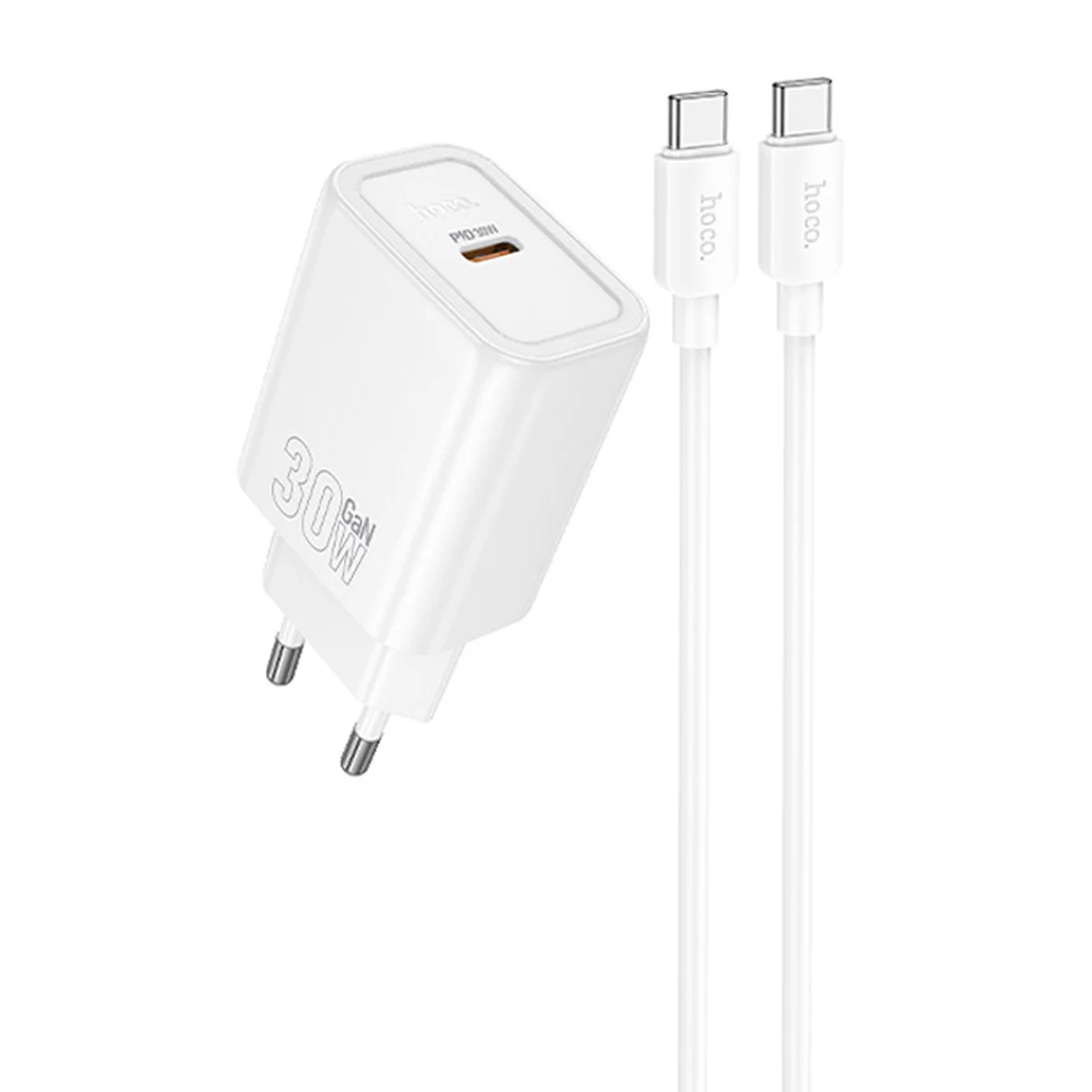 СЗУ Hoco N62 Gentle PD30W (1USB-C) + кабель Type-C to Type-C White
