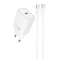 СЗУ Hoco N62 Gentle PD30W (1USB-C) + кабель Type-C to Type-C White