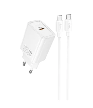 СЗУ Hoco N62 Gentle PD30W (1USB-C) + кабель Type-C to Type-C White