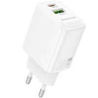 СЗУ Borofone BN29 Fuente PD30W+QC3.0 (1USB-A/1C) White