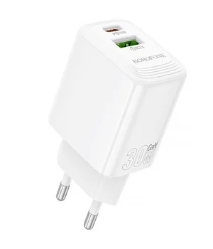 СЗУ Borofone BN29 Fuente PD30W+QC3.0 (1USB-A/1C) White
