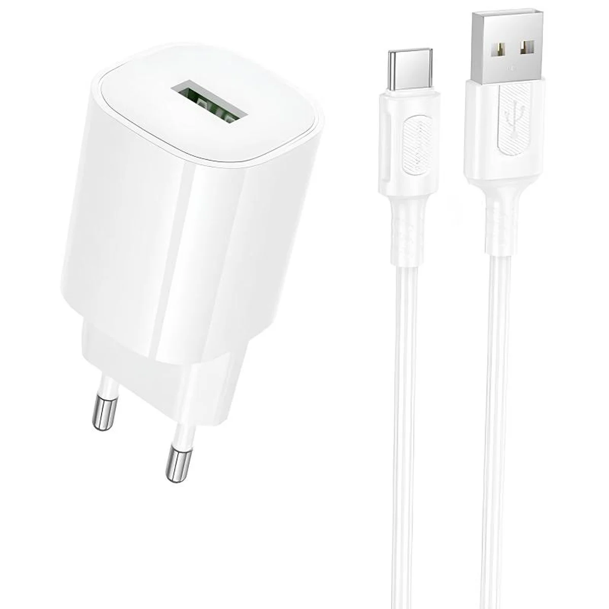 СЗУ Borofone BA102A Pudding QC3.0 (1USB-A) + кабель USB to Type-C White