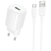 СЗУ Borofone BA102A Pudding QC3.0 (1USB-A) + кабель USB to Type-C White