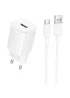 СЗУ Borofone BA102A Pudding QC3.0 (1USB-A) + кабель USB to Type-C White