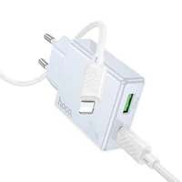 СЗУ Hoco C142A Direct PD20W+QC3.0 (1USB-A/1C) + кабель Type-C to Lightning Blue