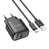 СЗУ Hoco C140A Smart QC3.0 (1USB/3A) + Type-C Black