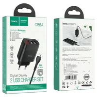 СЗУ Hoco C86A Balance 2.4A (2USB-A) + кабель USB to MicroUSB Черный