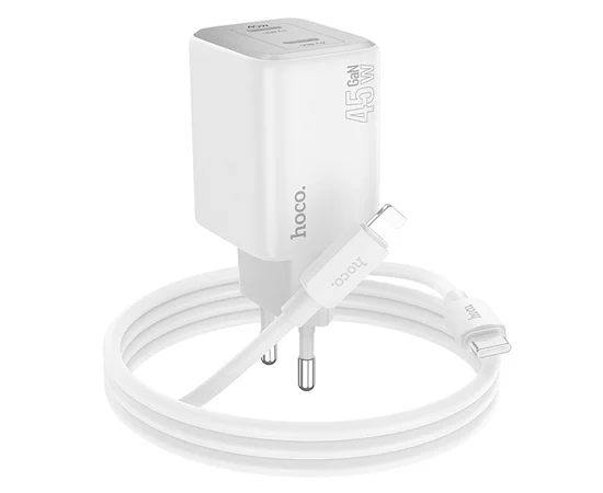СЗУ Hoco N42 Elogiado 2C PD45W + Type to Lightning White